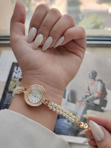 ساعت زنانه الینا مدل مرواریدی بند استیل