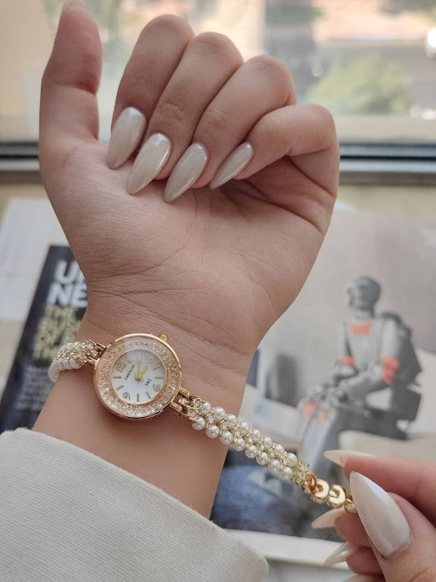 ساعت زنانه الینا مدل مرواریدی بند استیل