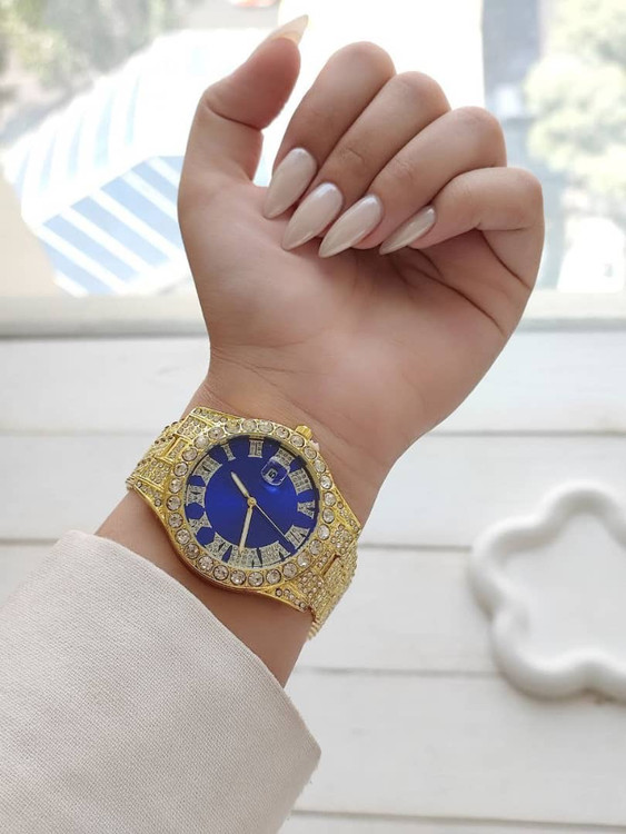 ساعت زنانه طرح رولکس نگیندار بند استیل