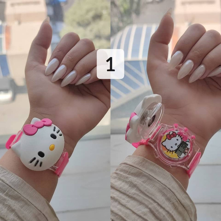 ساعت مچی دخترانه طرح کیتیkitty صفحه چرخشی سه بعدی