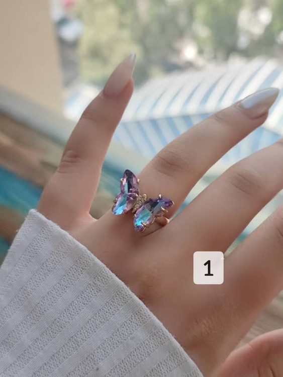 انگشتر دخترانه طرح پروانه کریستالی