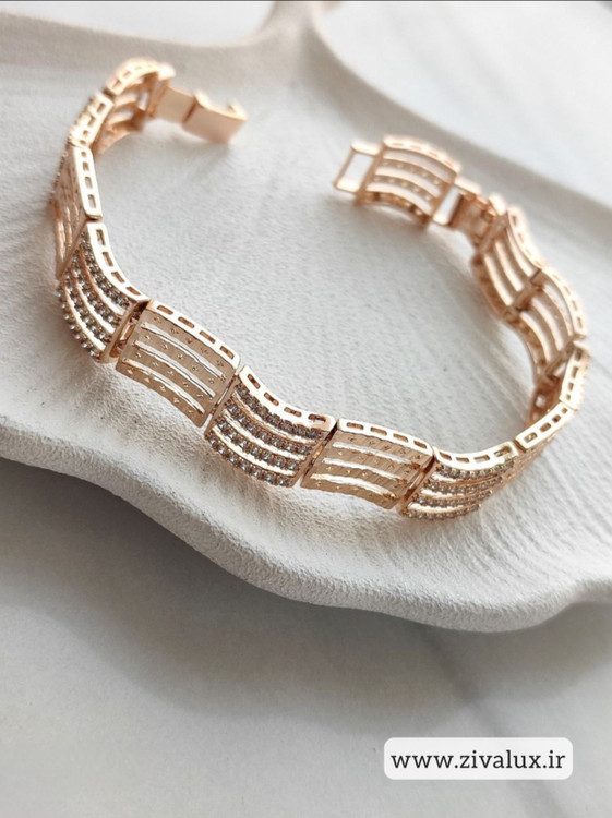 دستبند زنانه مارک ژوپینگ Xuping طلایی نگین دار