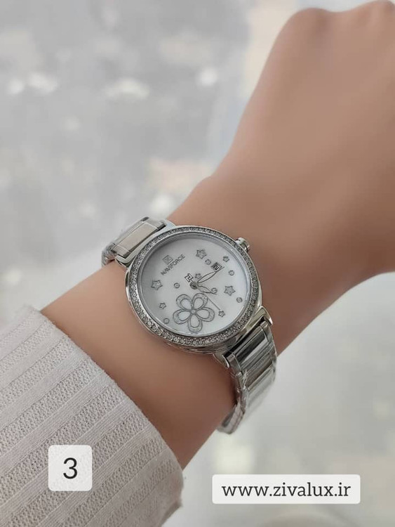 ساعت مچی زنانه مارک نیوی فورس موتور ژاپن مدل 5016 NAVIFORCE بند استیل