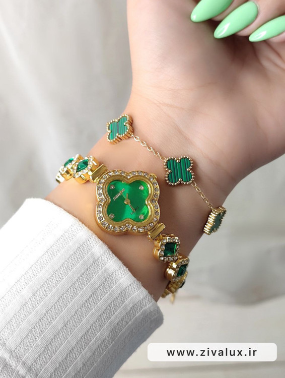 ست ساعت مچی زنانه طرح ونکلیف VanCleef به همراه دستبند