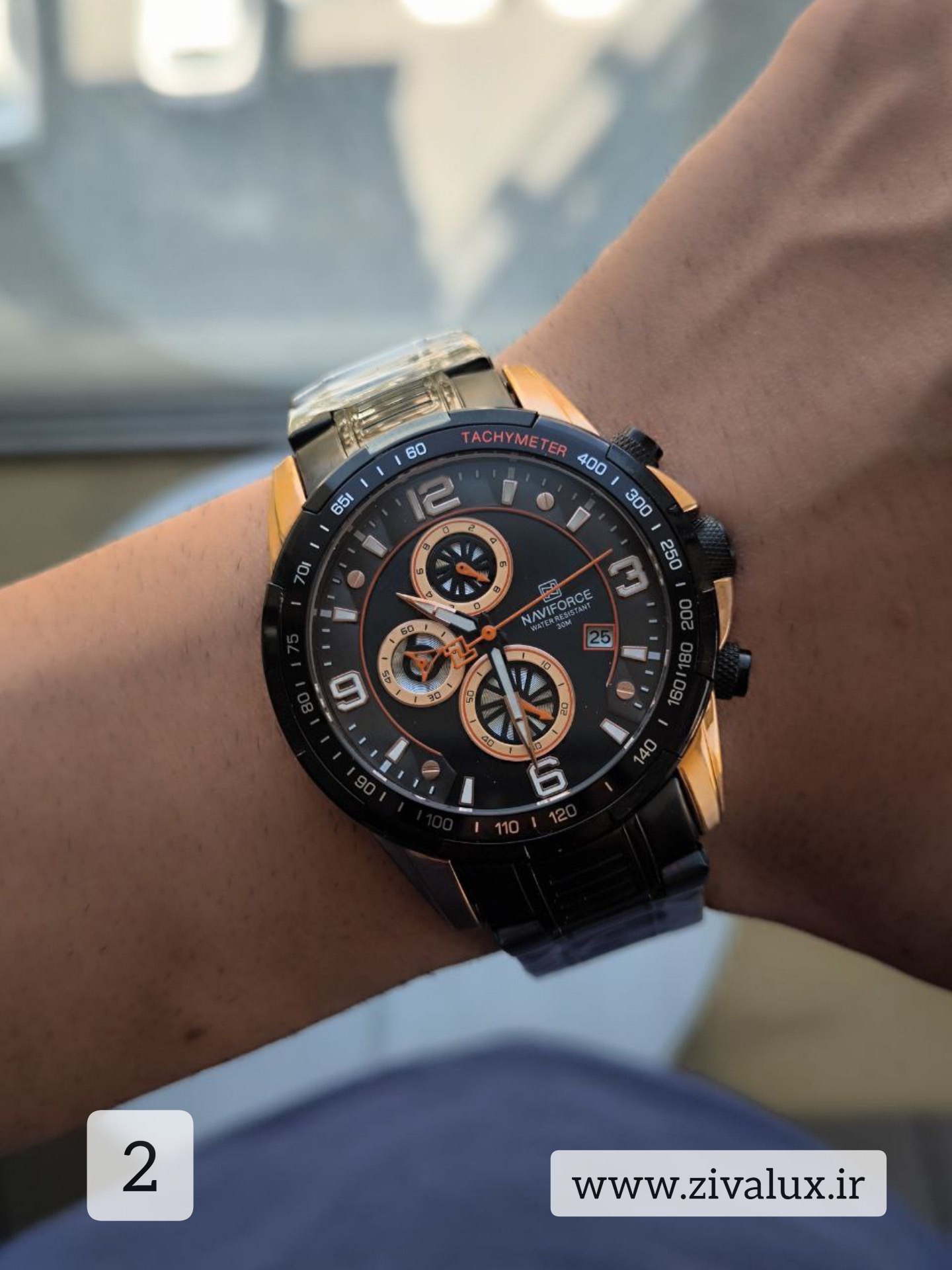 ساعت مچی مردانه مارک نیوی فورس NAVIFORCE سه موتوره مدل 8020 موتور ژاپن بند استیل