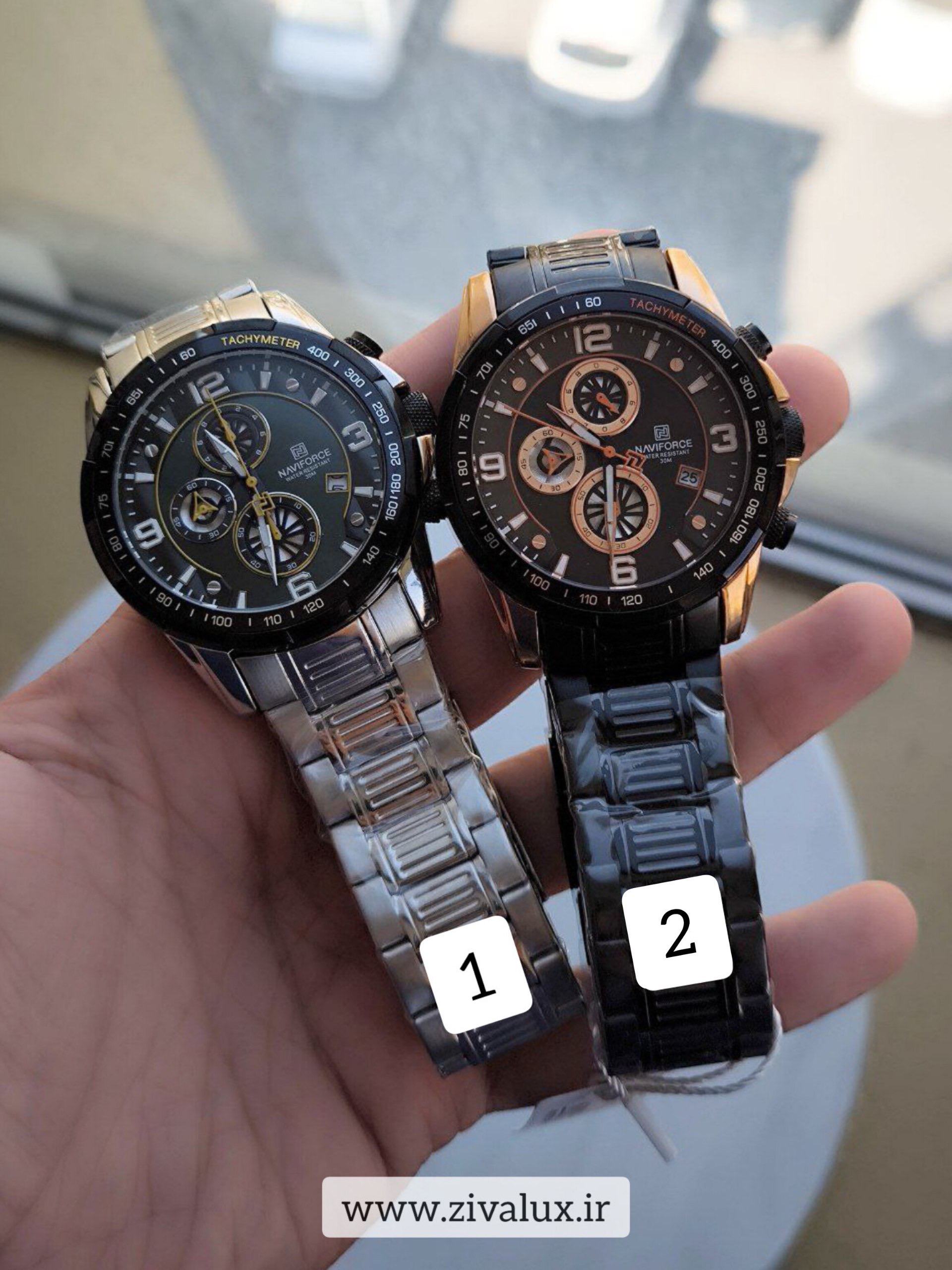 ساعت مچی مردانه مارک نیوی فورس NAVIFORCE سه موتوره مدل 8020 موتور ژاپن بند استیل