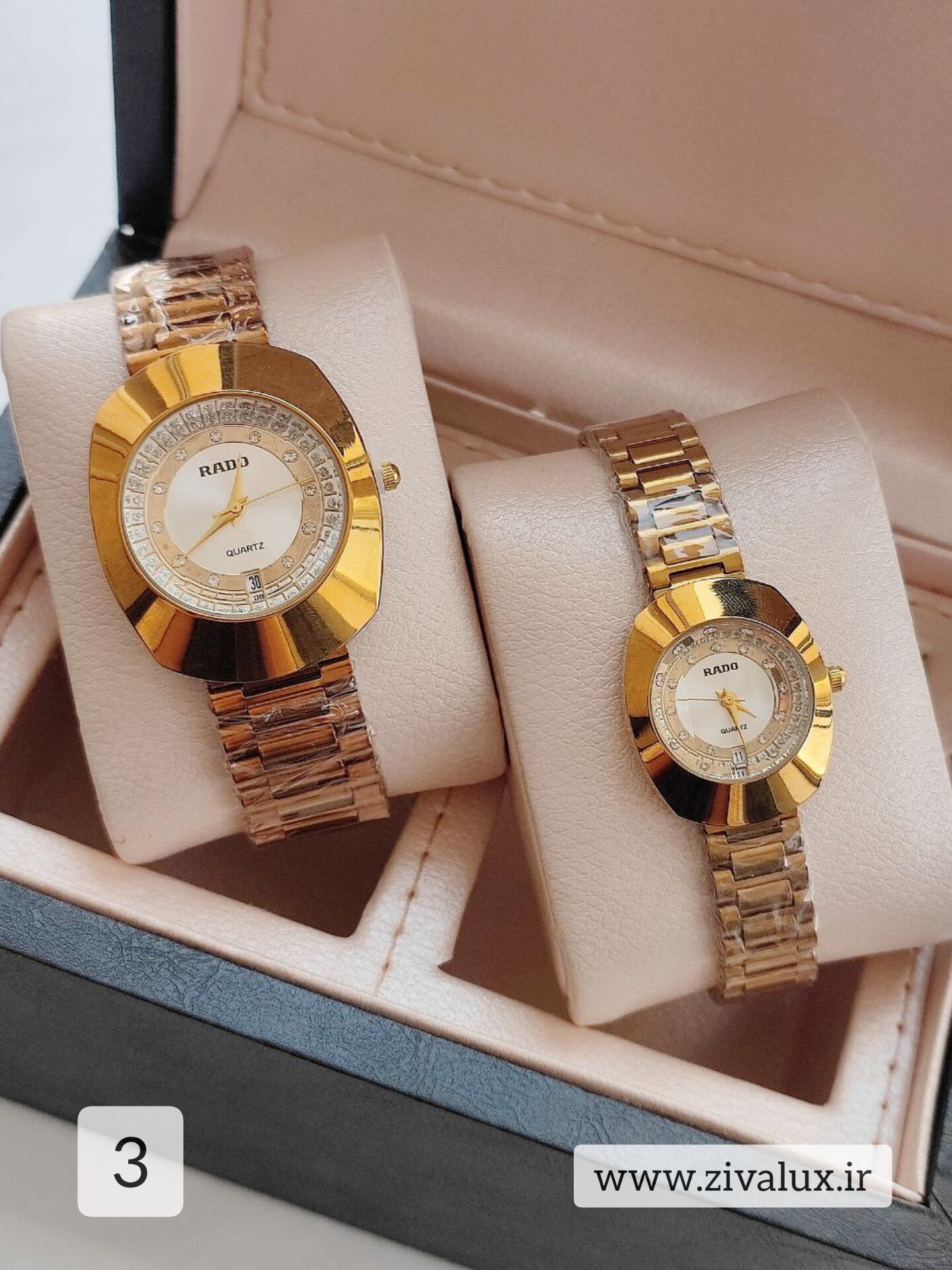 ست ساعت مچی مردانه و زنانه مارک رادو RADO مدل تخم مرغی بند استیل