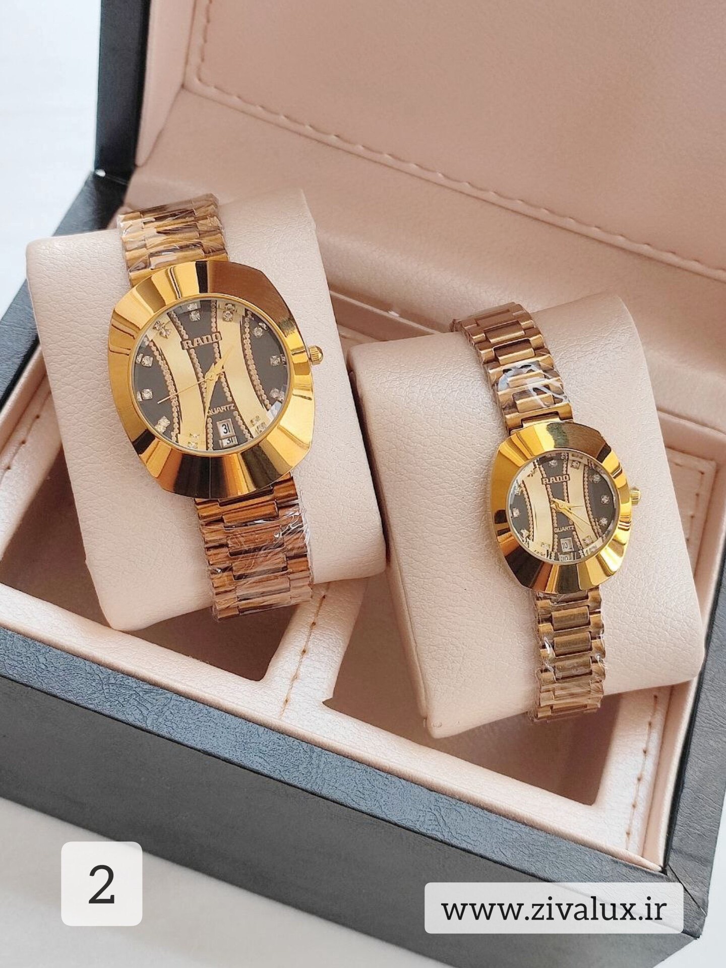 ست ساعت مچی مردانه و زنانه مارک رادو RADO مدل تخم مرغی بند استیل