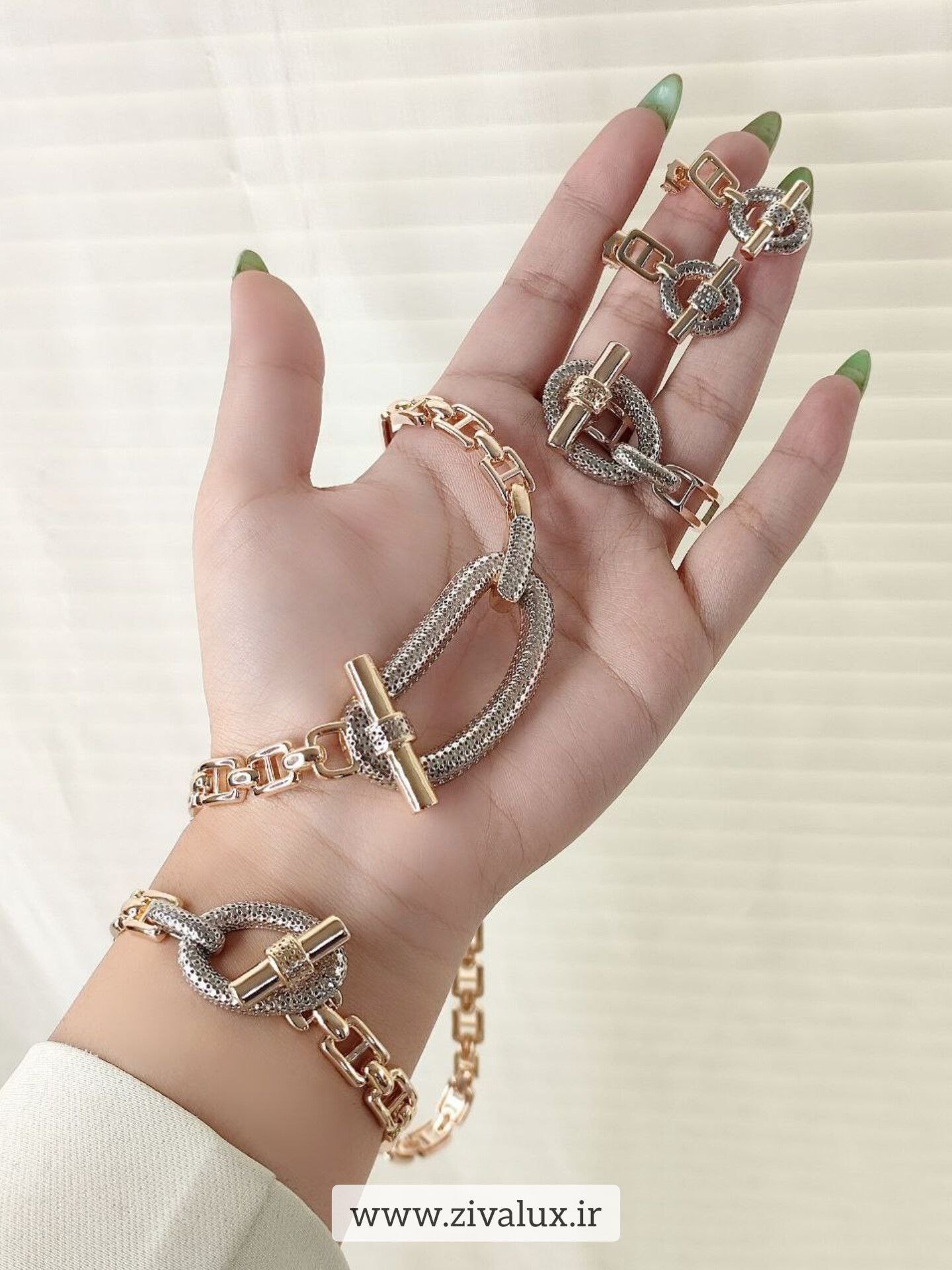 سرویس زنانه مارک هرمس HERMES قفل تی T آبکاری طلا