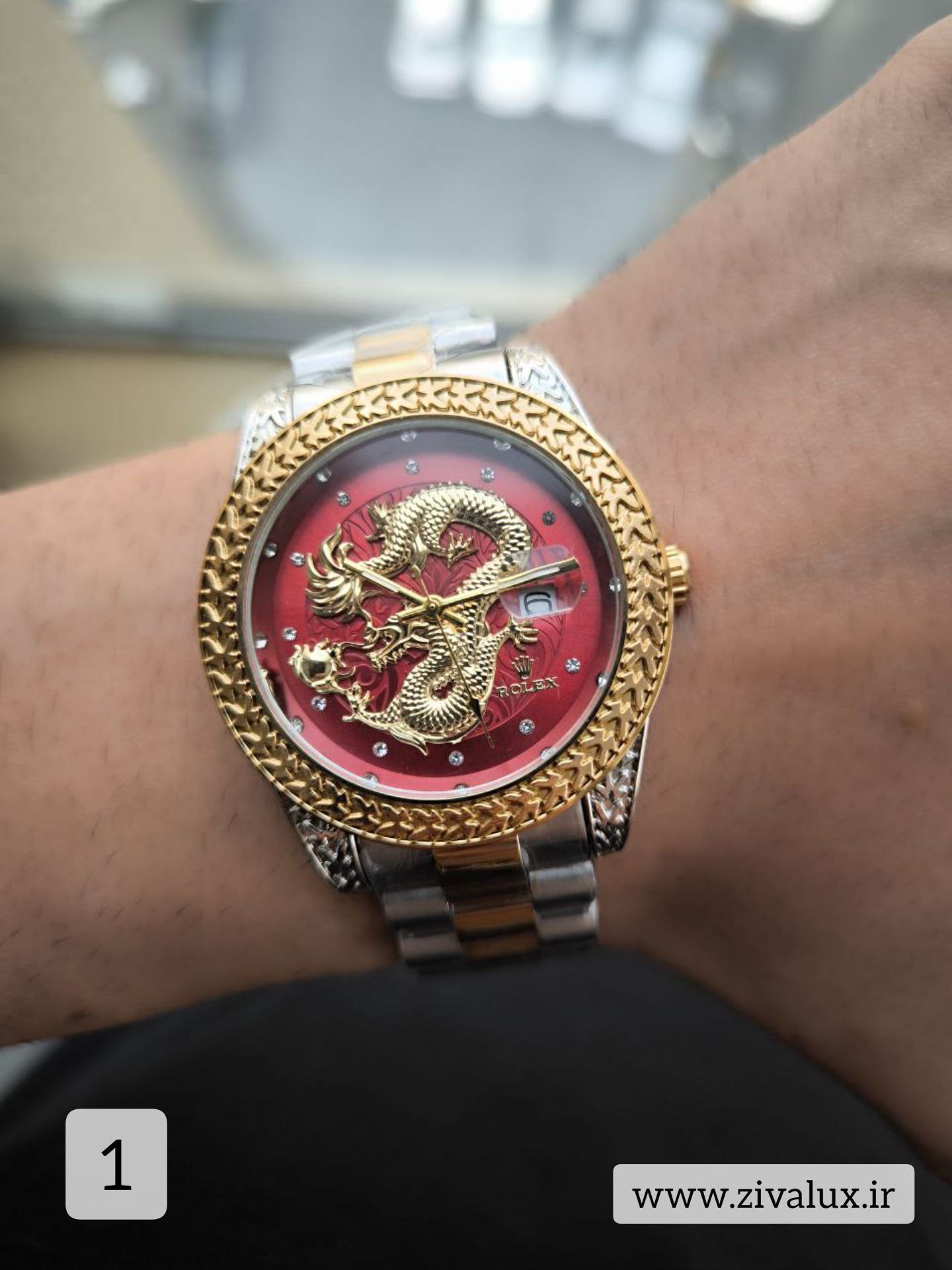 ساعت مچی مردانه مارک رولکس ROLEX طرح اژدها بند استیل