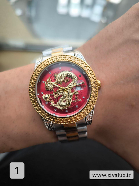 ساعت مچی مردانه مارک رولکس ROLEX طرح اژدها بند استیل