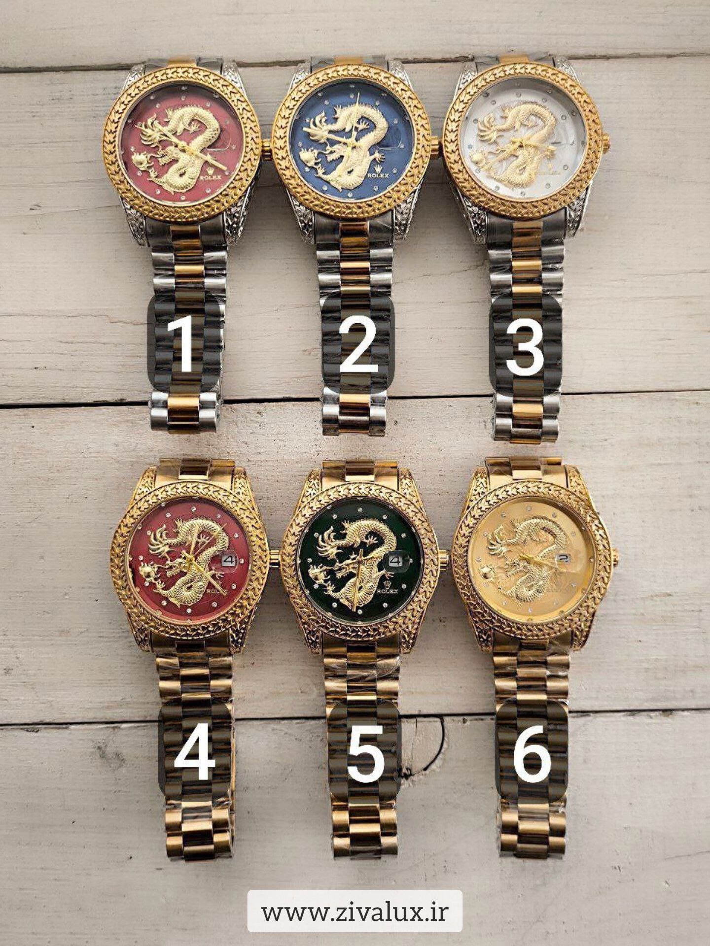 ساعت مچی مردانه مارک رولکس ROLEX طرح اژدها بند استیل