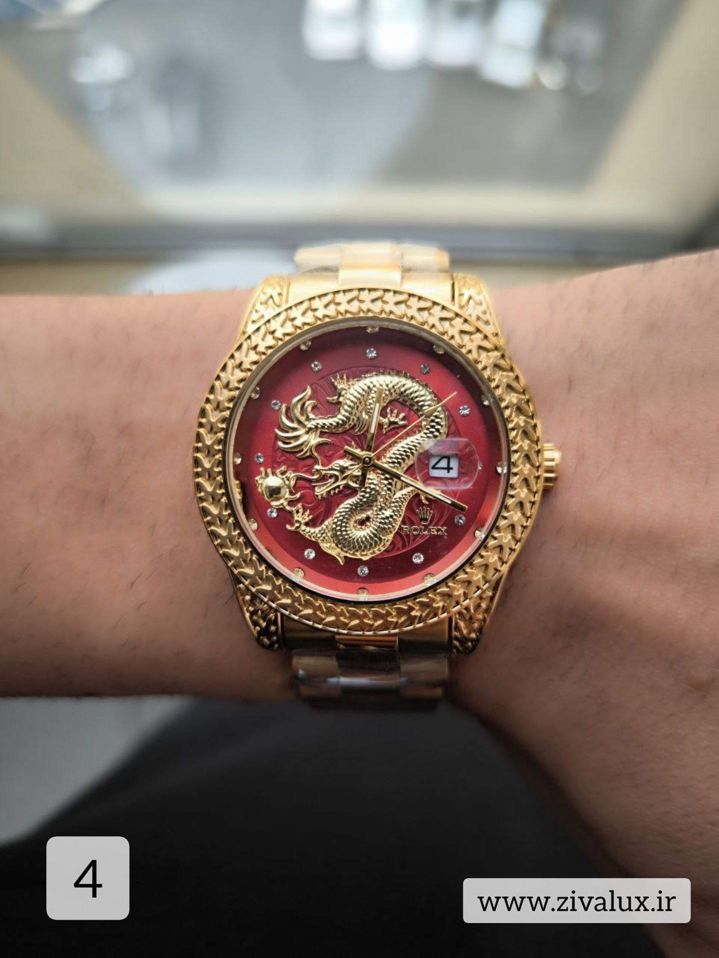 ساعت مچی مردانه مارک رولکس ROLEX طرح اژدها بند استیل