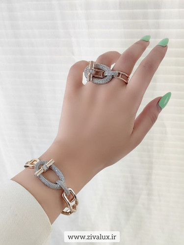 تکدست زنانه نگین دار مارک هرمس همراه با انگشتر HERMES