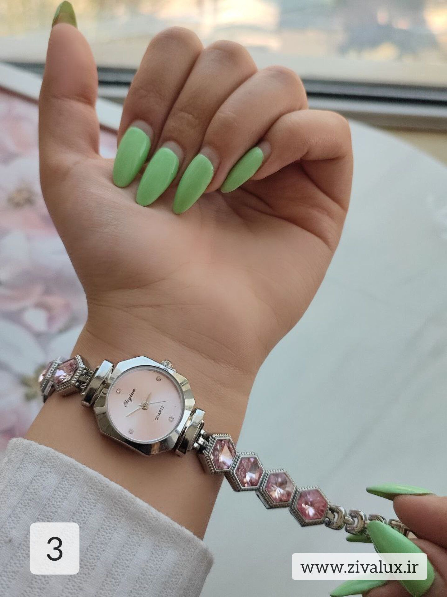 ساعت مچی زنانه و دخترانه رنگی مارک الینا Eliyina بند نگین دار