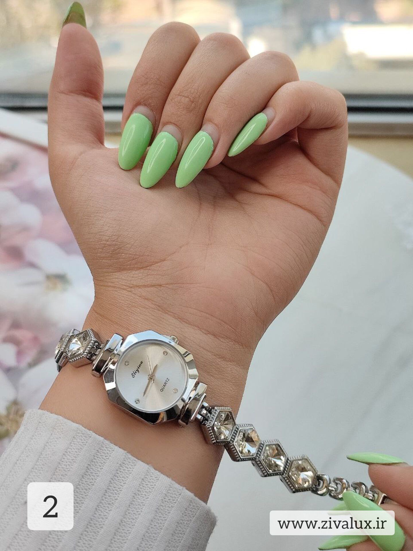 ساعت مچی زنانه و دخترانه رنگی مارک الینا Eliyina بند نگین دار