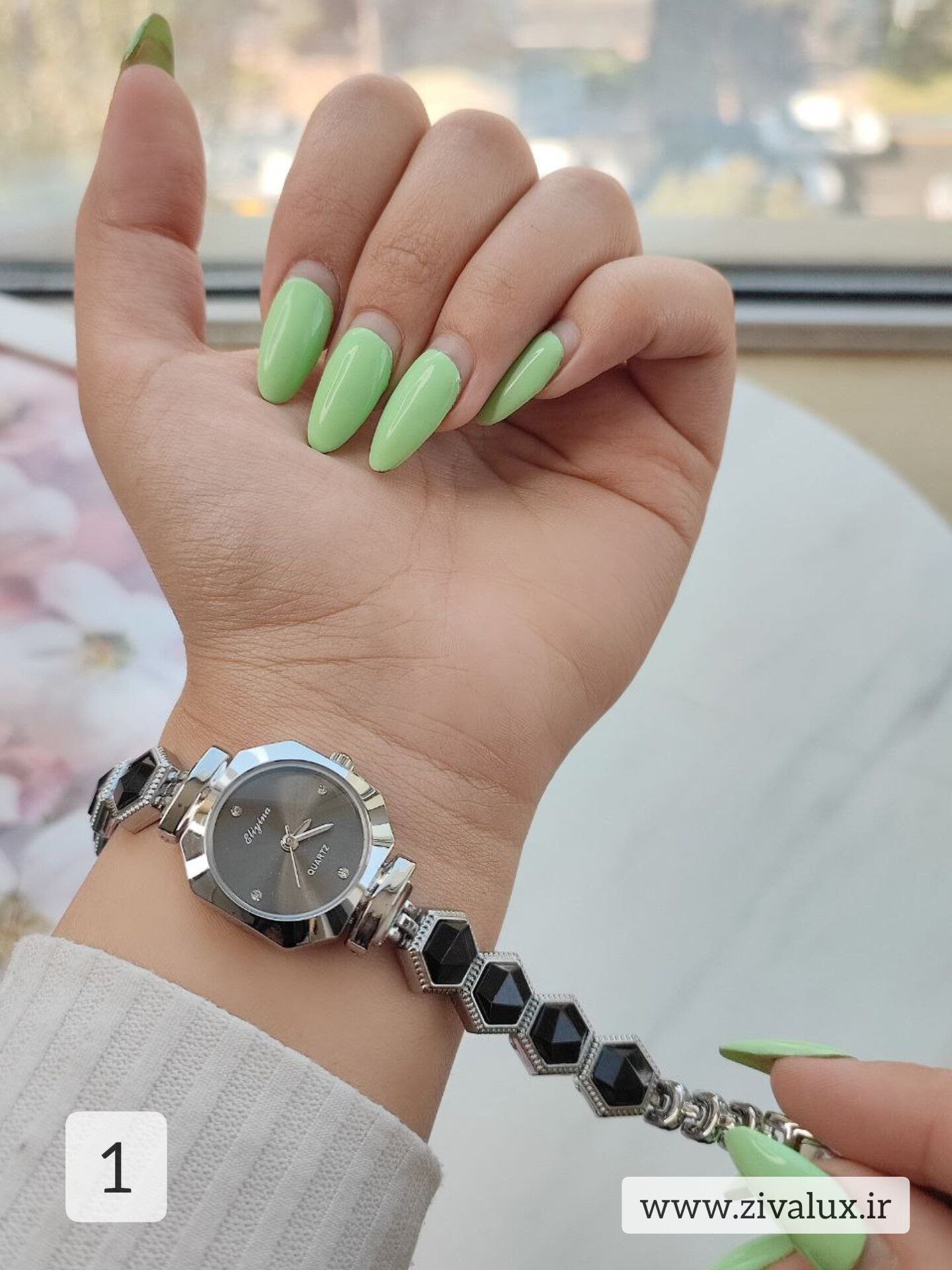 ساعت مچی زنانه و دخترانه رنگی مارک الینا Eliyina بند نگین دار