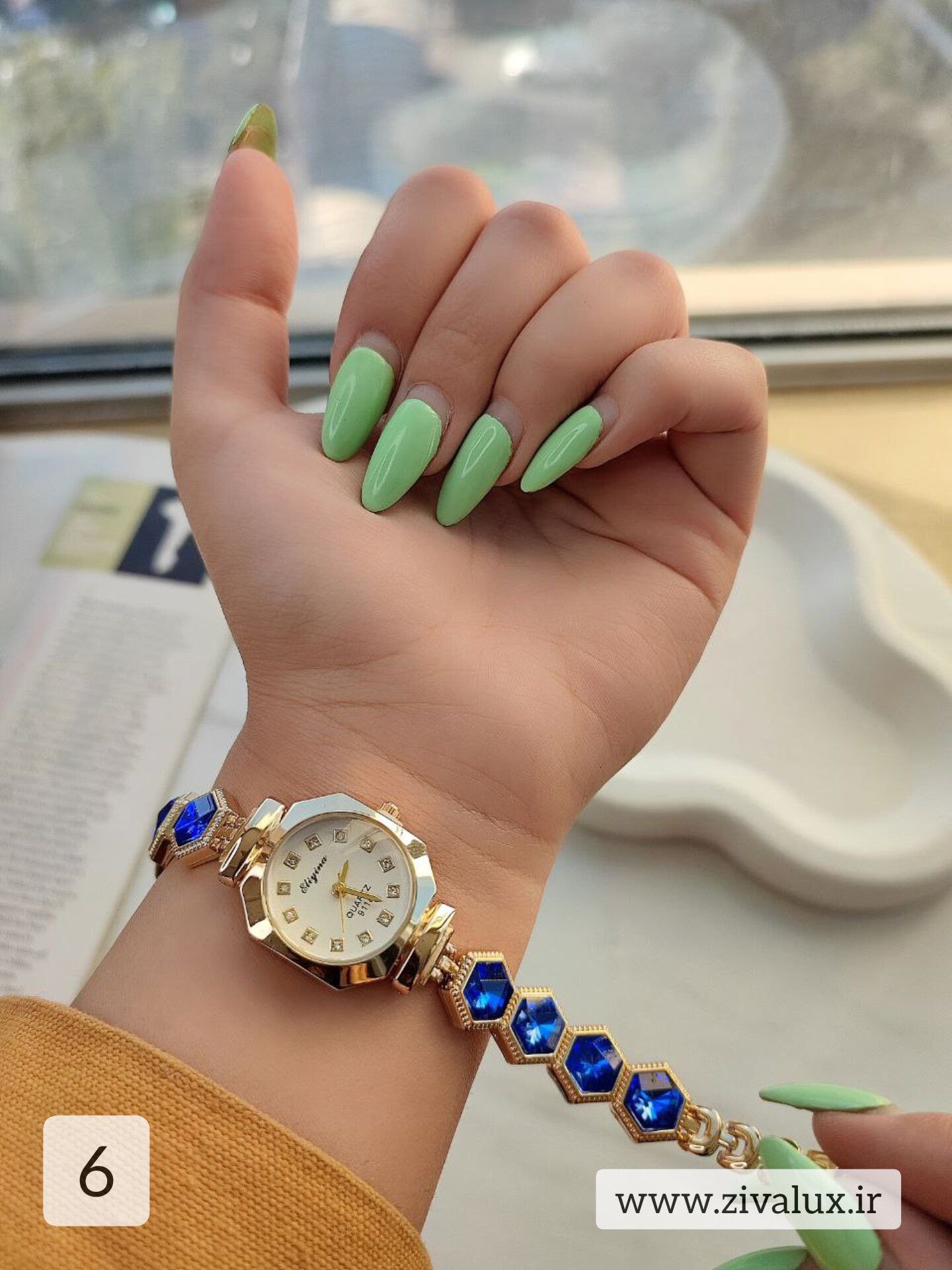 ساعت مچی زنانه و دخترانه رنگی مارک الینا Eliyina بند نگین دار