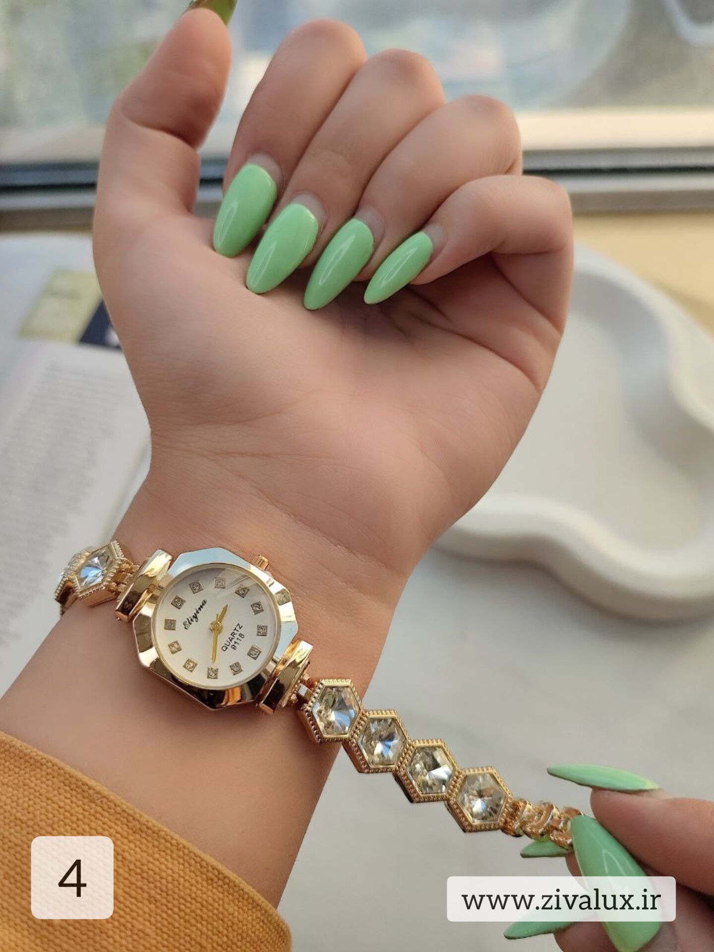 ساعت مچی زنانه و دخترانه رنگی مارک الینا Eliyina بند نگین دار