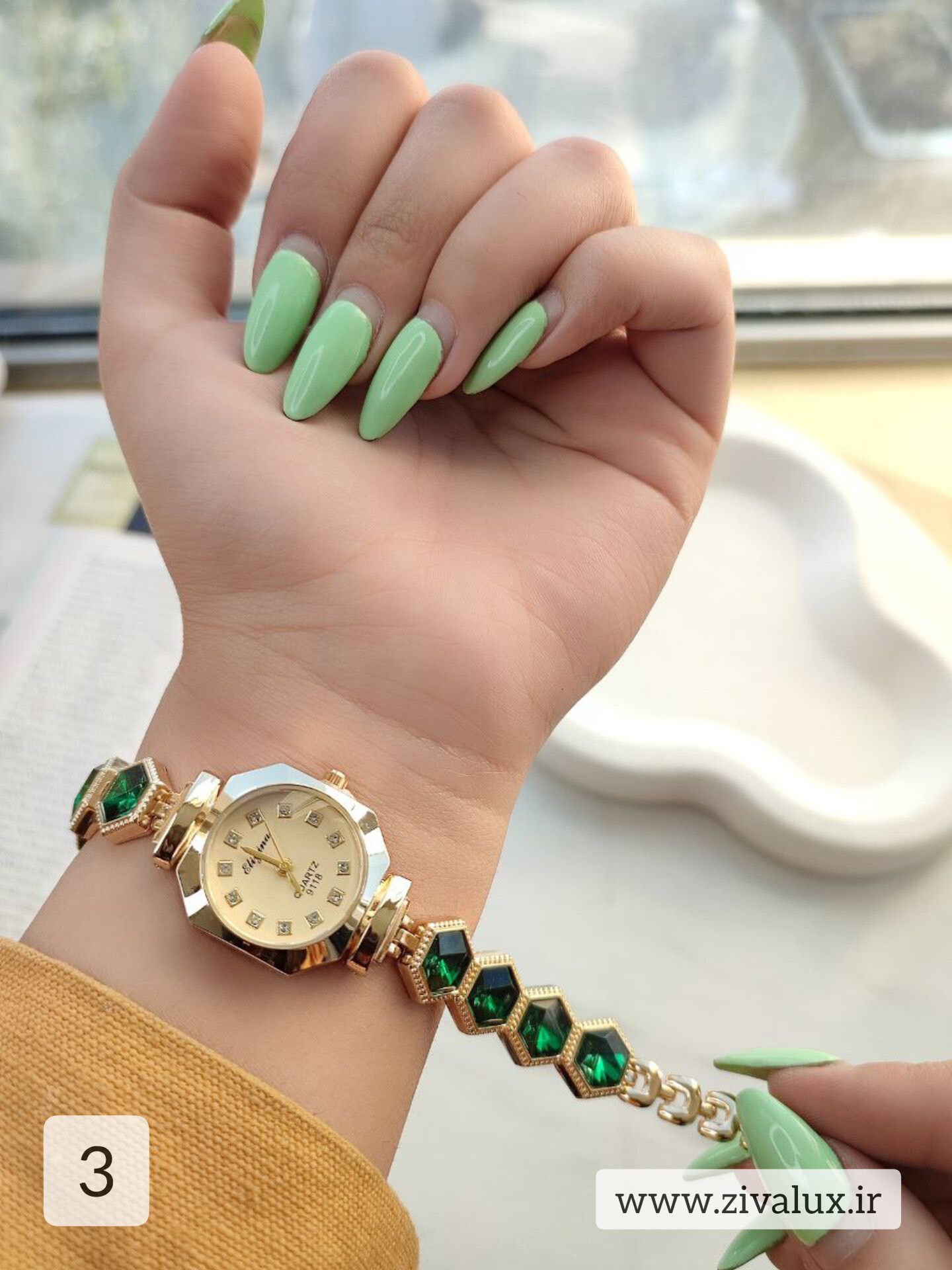 ساعت مچی زنانه و دخترانه رنگی مارک الینا Eliyina بند نگین دار