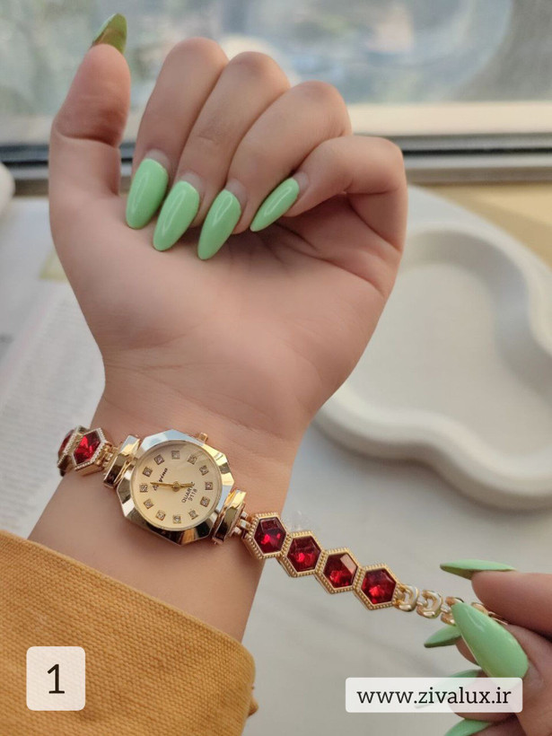 ساعت مچی زنانه و دخترانه رنگی مارک الینا Eliyina بند نگین دار