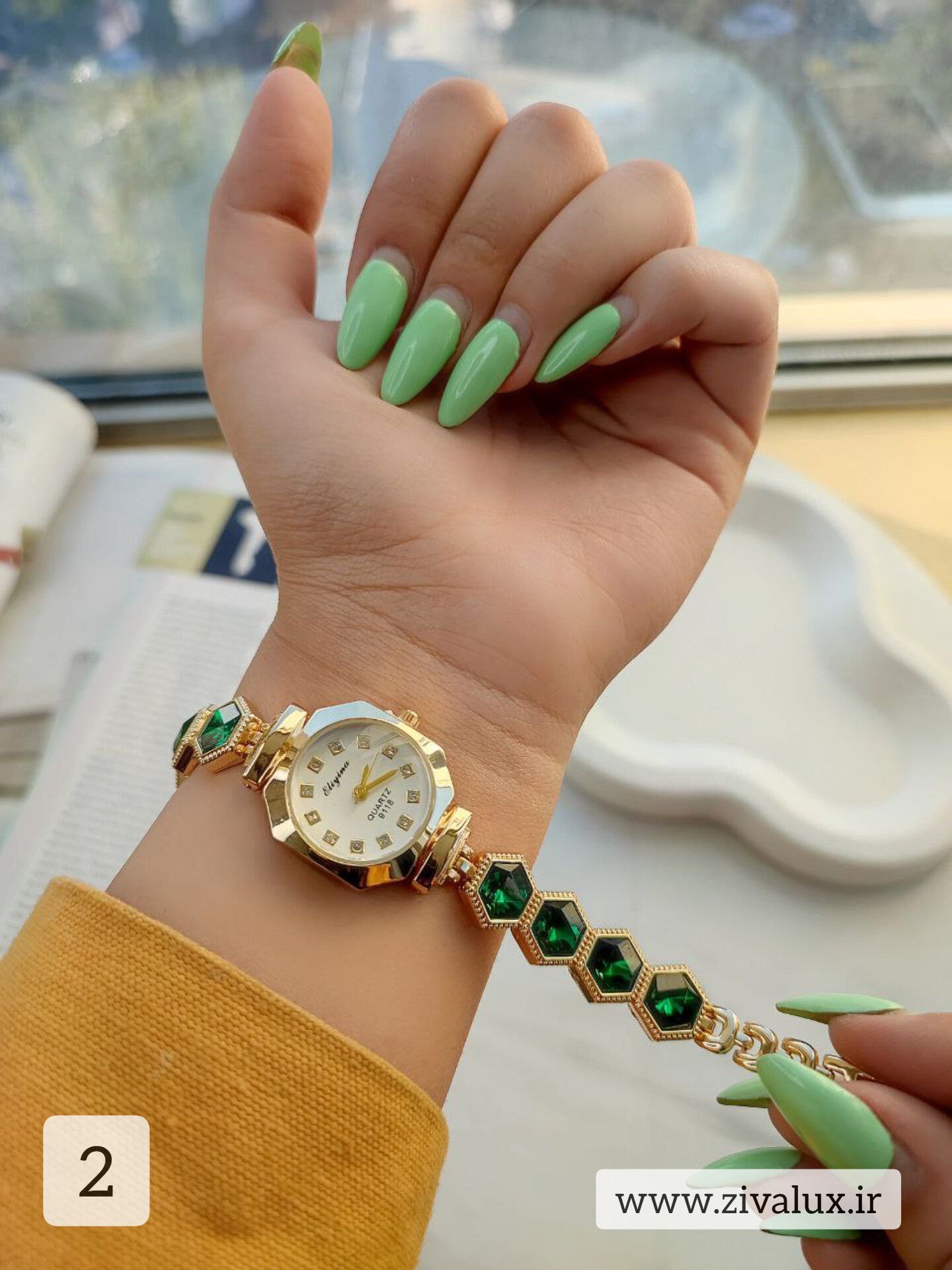 ساعت مچی زنانه و دخترانه رنگی مارک الینا Eliyina بند نگین دار