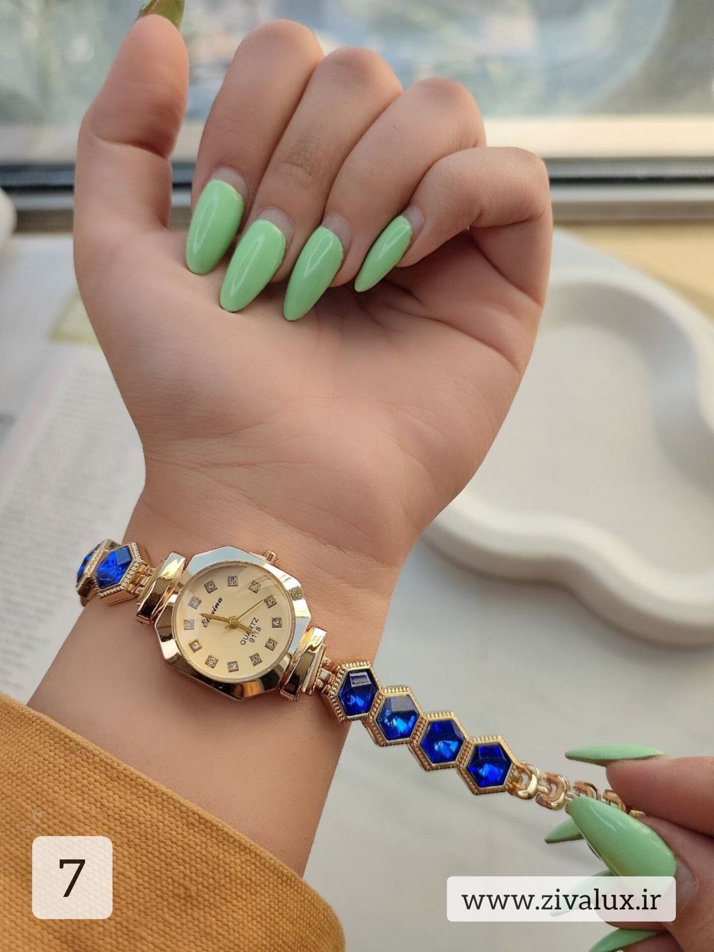 ساعت مچی زنانه و دخترانه رنگی مارک الینا Eliyina بند نگین دار