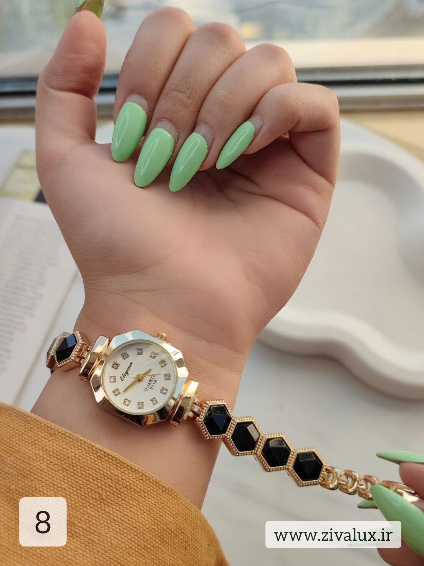 ساعت مچی زنانه و دخترانه رنگی مارک الینا Eliyina بند نگین دار