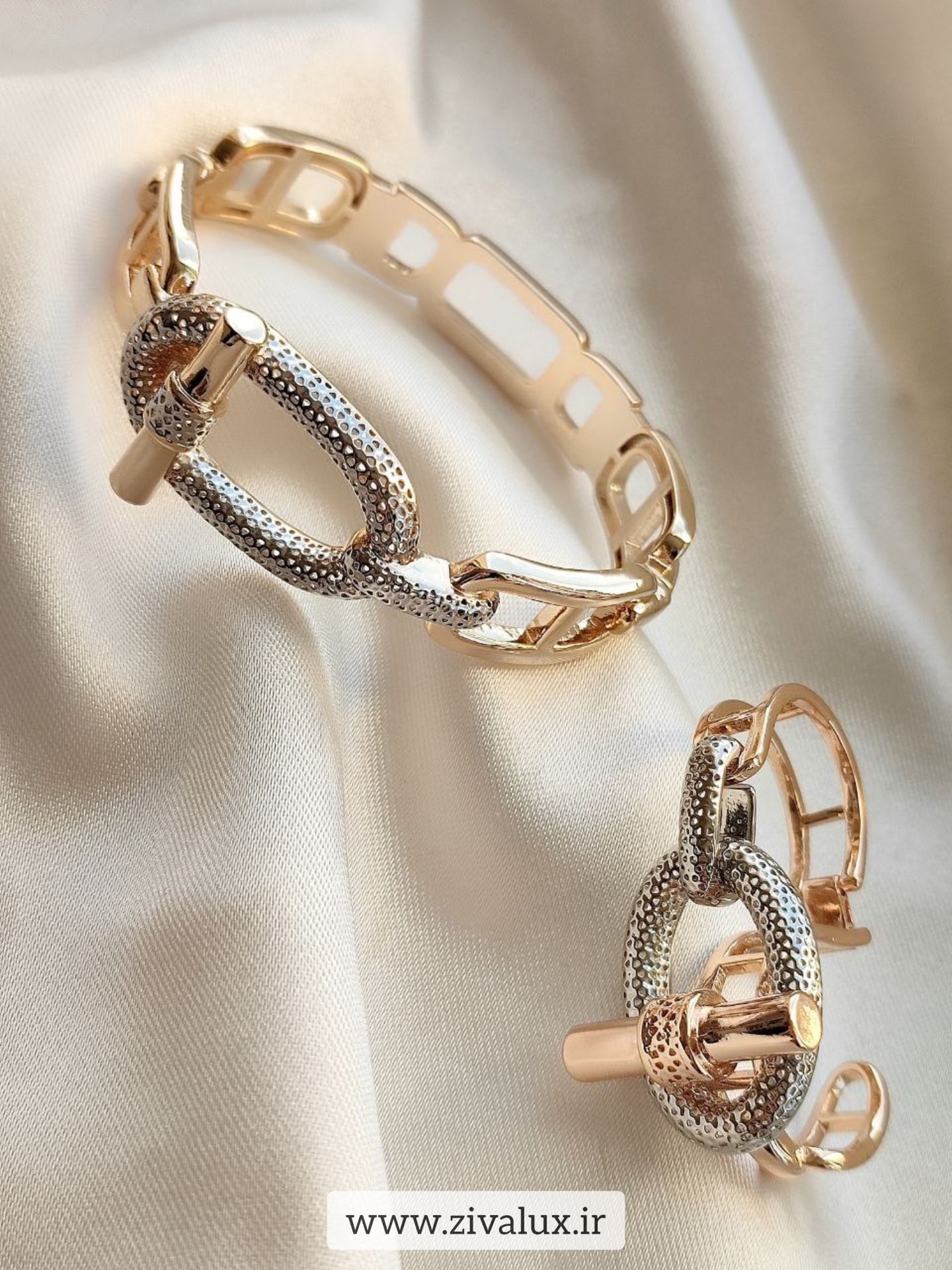 تکدست زنانه مارک هرمس HERMES قفل تی T همراه با انگشتر