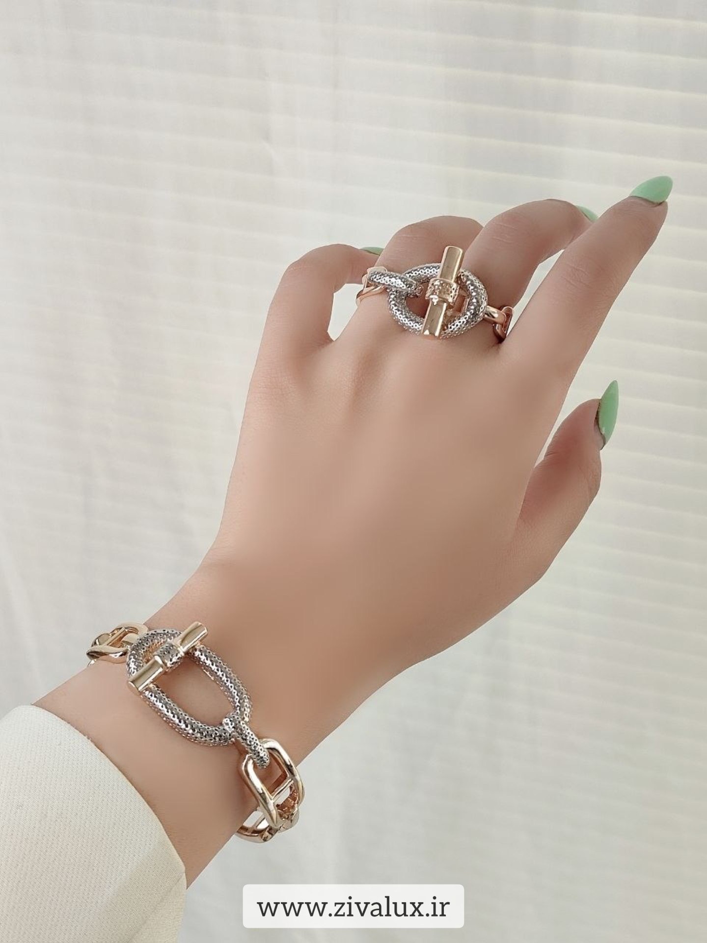 تکدست زنانه مارک هرمس HERMES قفل تی T همراه با انگشتر