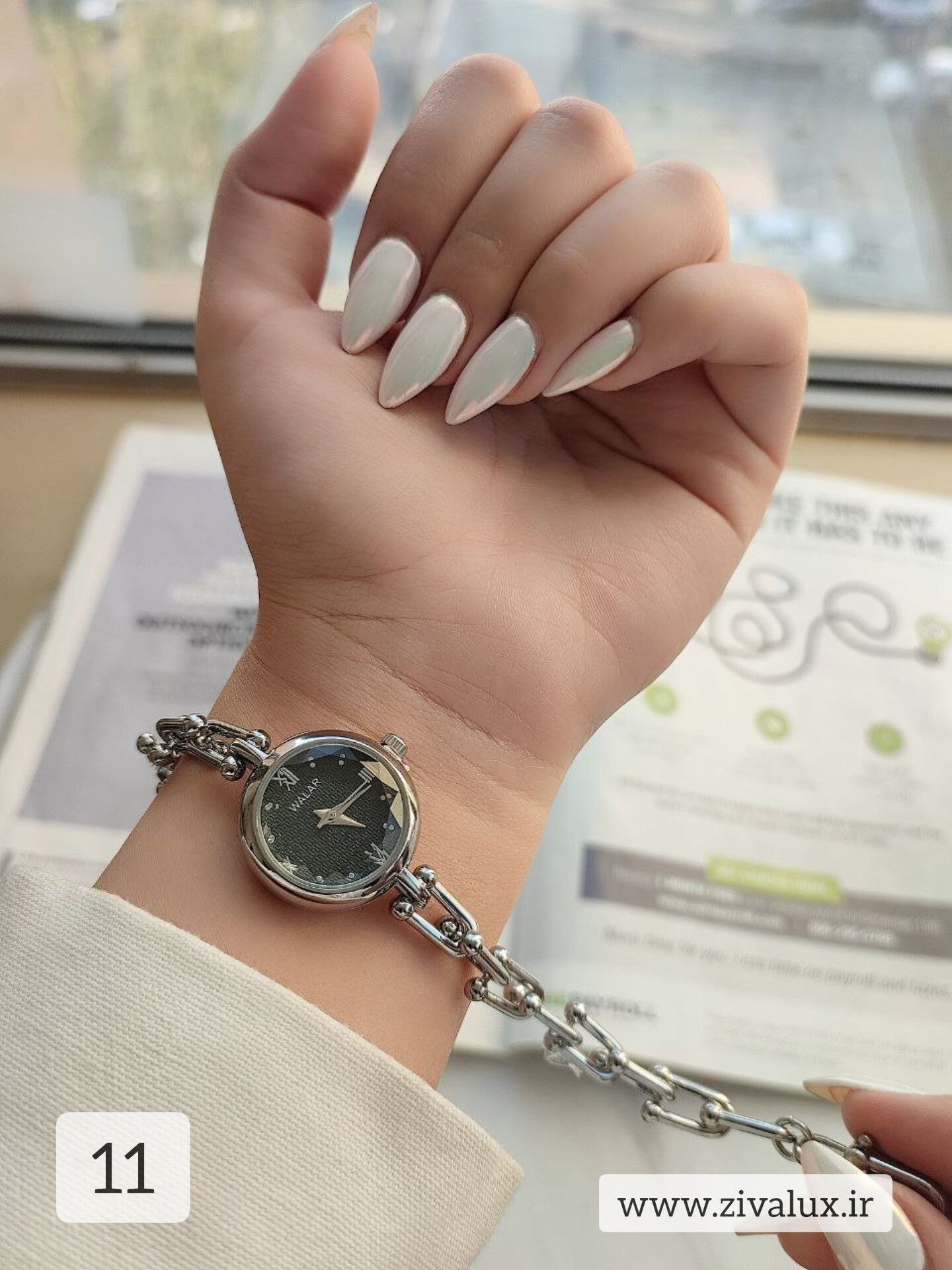 ساعت مچی زنانه مارک والار WALAR بند تیفانی