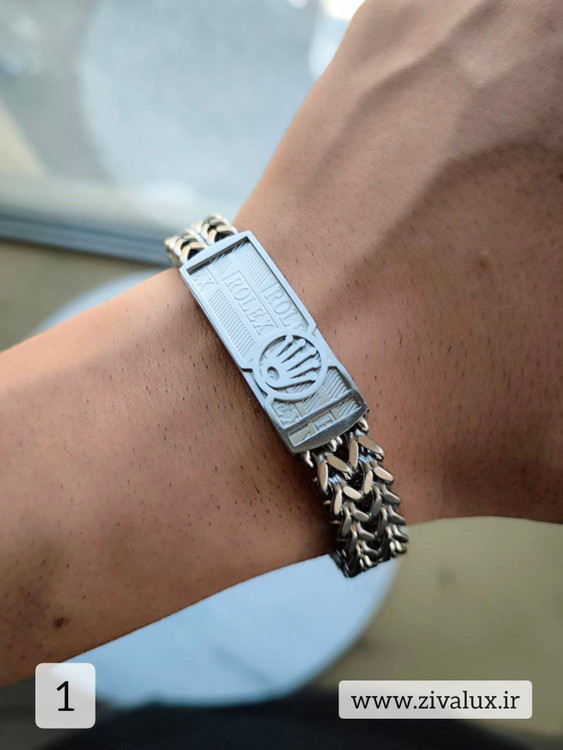 دستبند بافت مردانه رولکس ROLEX استیل