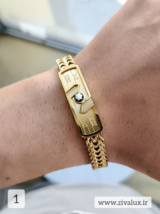 دستبند بافت مردانه استیل مارک مونت بلانک