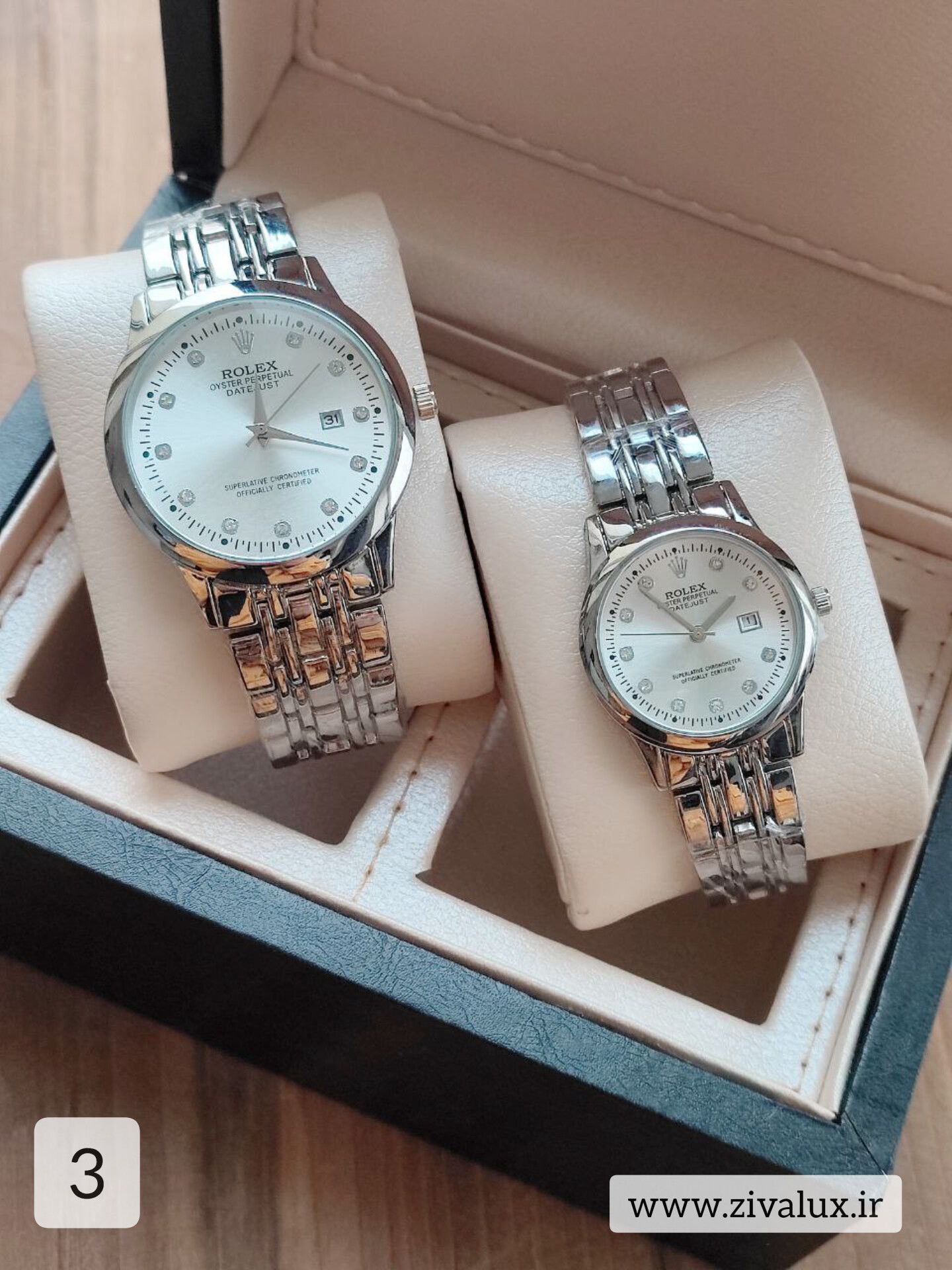 ست ساعت مچی  مردانه و زنانه مارک رولکس ROLEX بند استیل