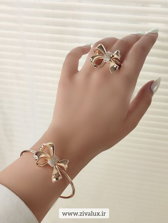 تکدست و انگشتر فری سایز زنانه فانتزی طرح پاپیون