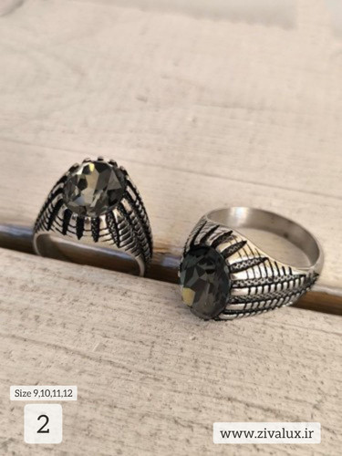 انگشتر مردانه نگین دودی تراش خورده استیل STEEL