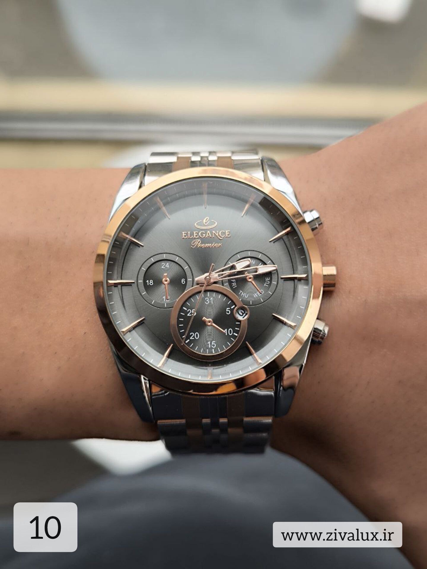 ساعت مچی مردانه الگانس ELEGANCE موتور ژاپن طرح سه موتوره بند استیل