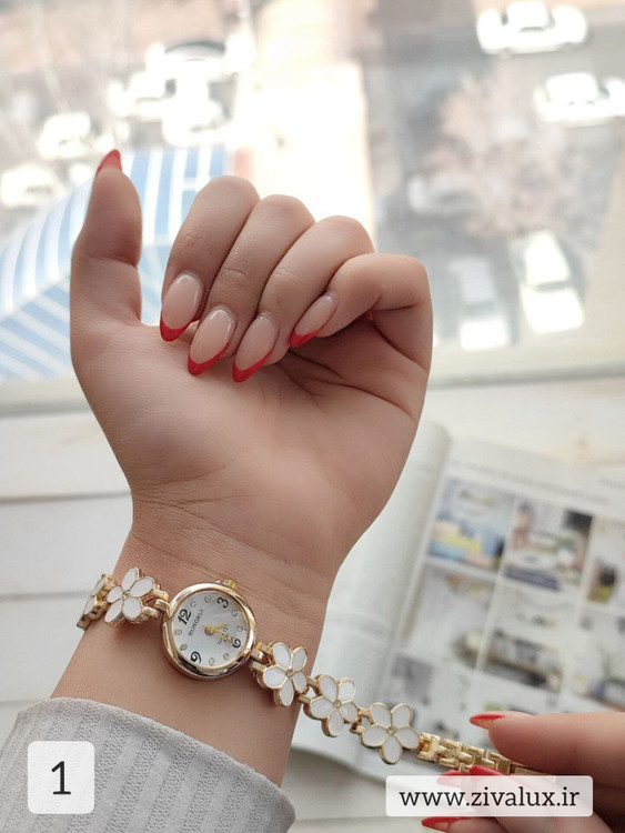 ساعت مچی زنانه و دخترانه بابونه مارک HONGRUI بند فلزی