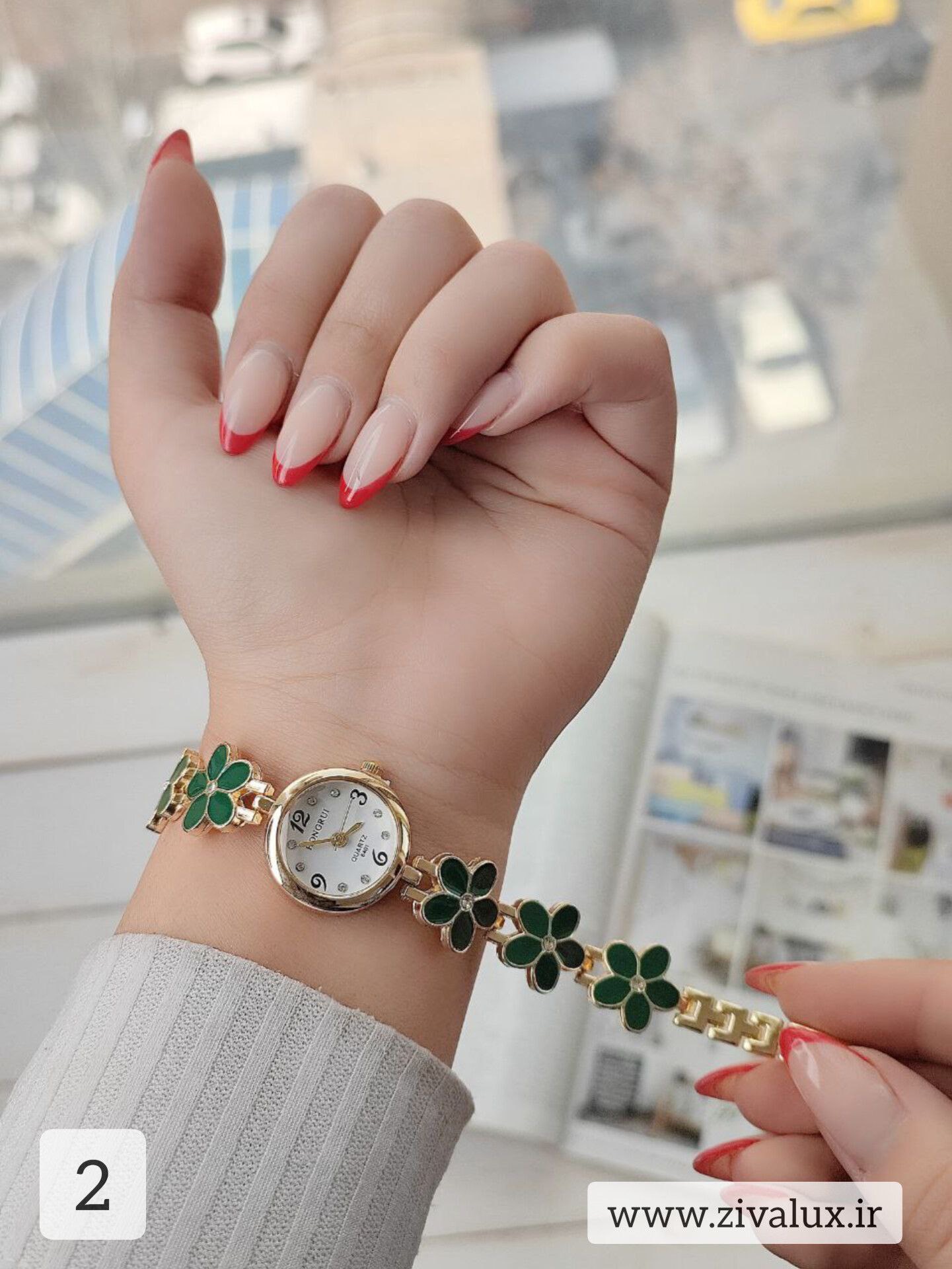 ساعت مچی زنانه و دخترانه بابونه مارک HONGRUI بند فلزی