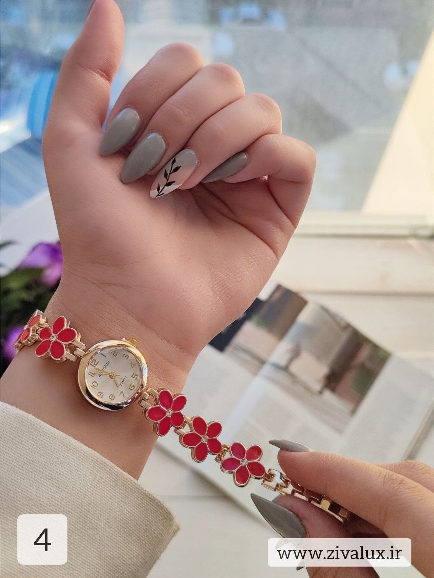 ساعت مچی زنانه و دخترانه بابونه مارک HONGRUI بند فلزی