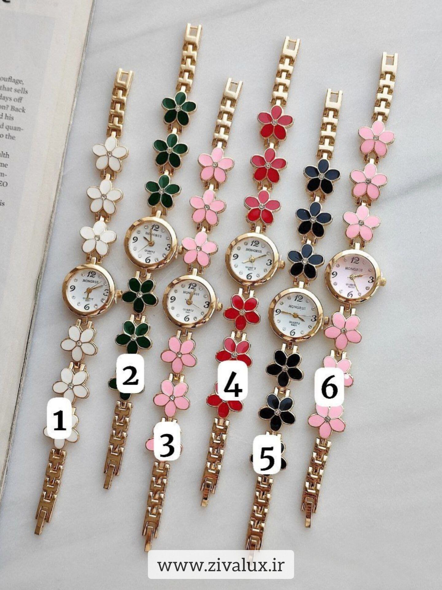 ساعت مچی زنانه و دخترانه بابونه مارک HONGRUI بند فلزی