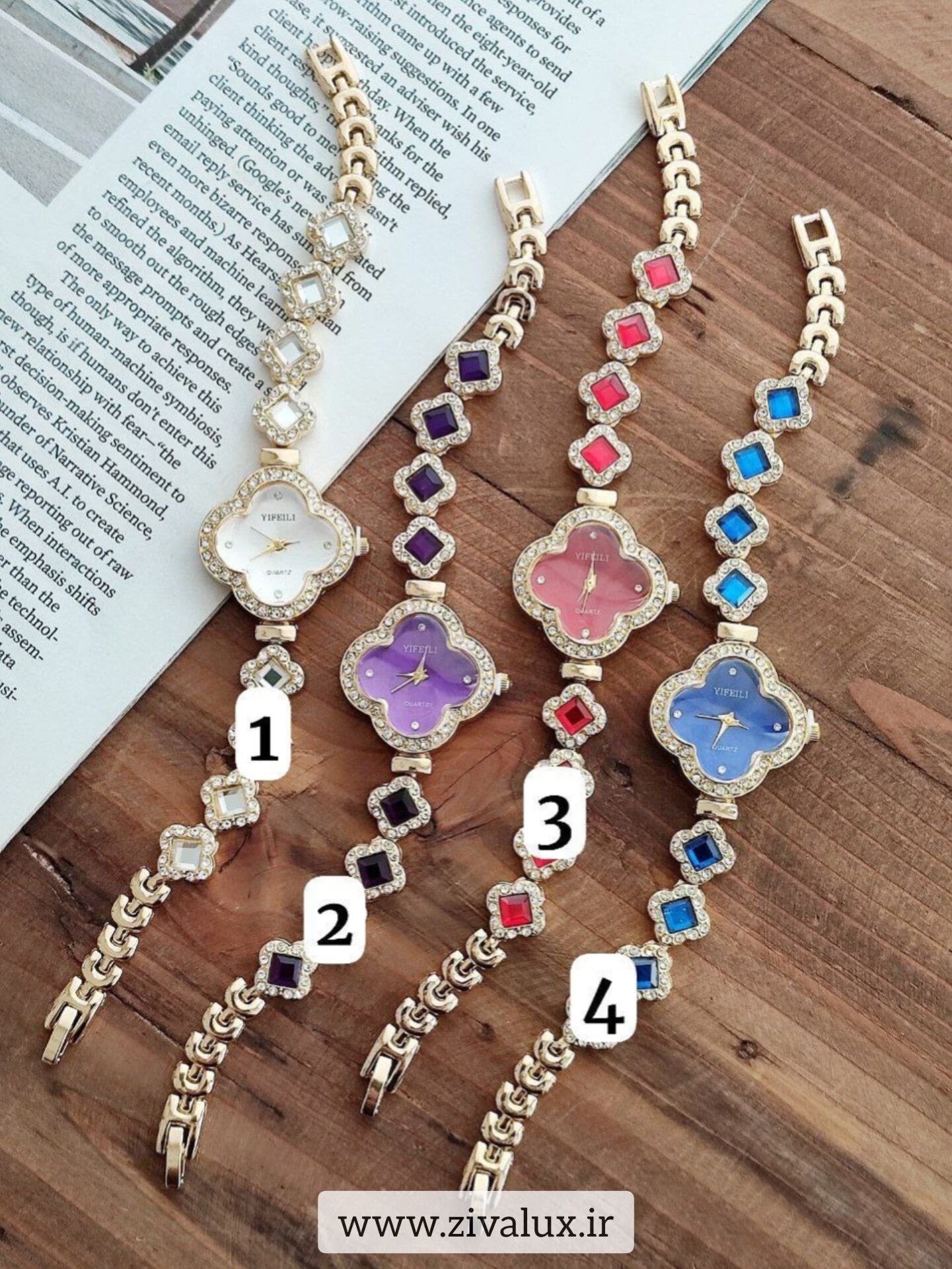 ساعت مچی زنانه نگین دار مارک YIFENLI طرح ونکلیف