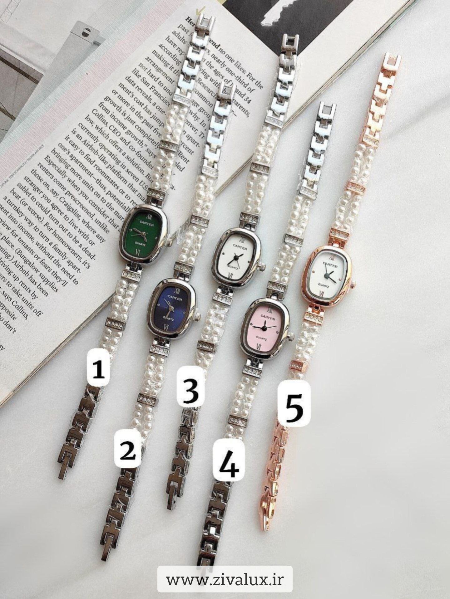 ساعت زنانه مارک کارتیر CARTIER بند مرواریدی