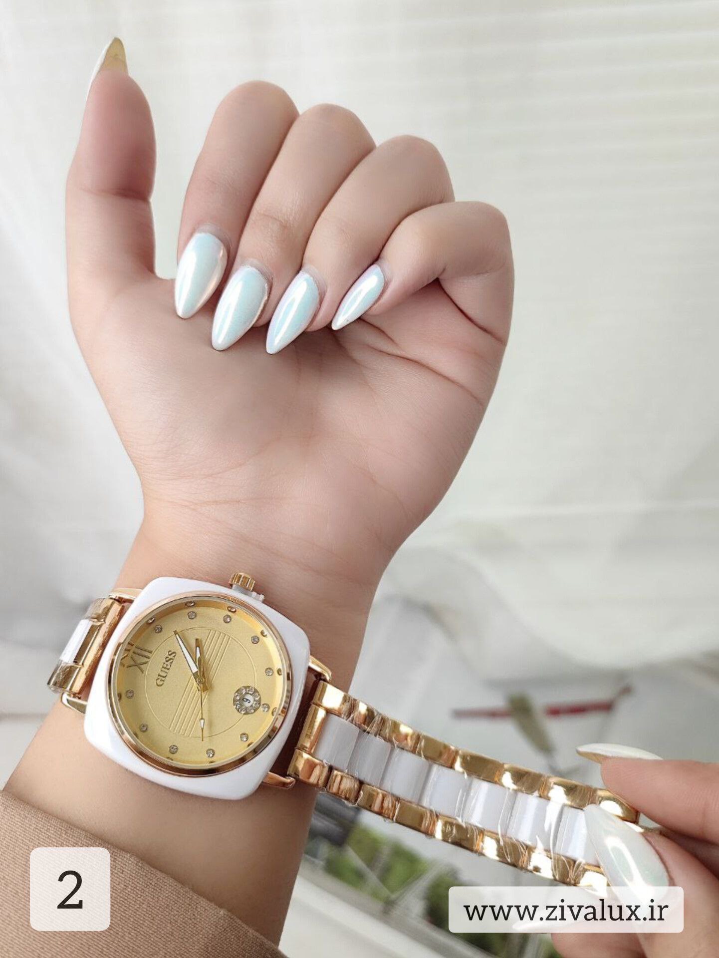 ساعت مچی زنانه مارک GUESS طرح سرامیکی