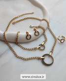 سرویس زنانه استیل مارک ورساچه VERSACE (گردنبند+دستبند+گوشواره+انگشتر)