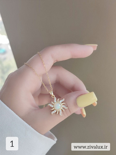 گردنبند زنانه و دخترانه استیل نگین دار طرح خورشید