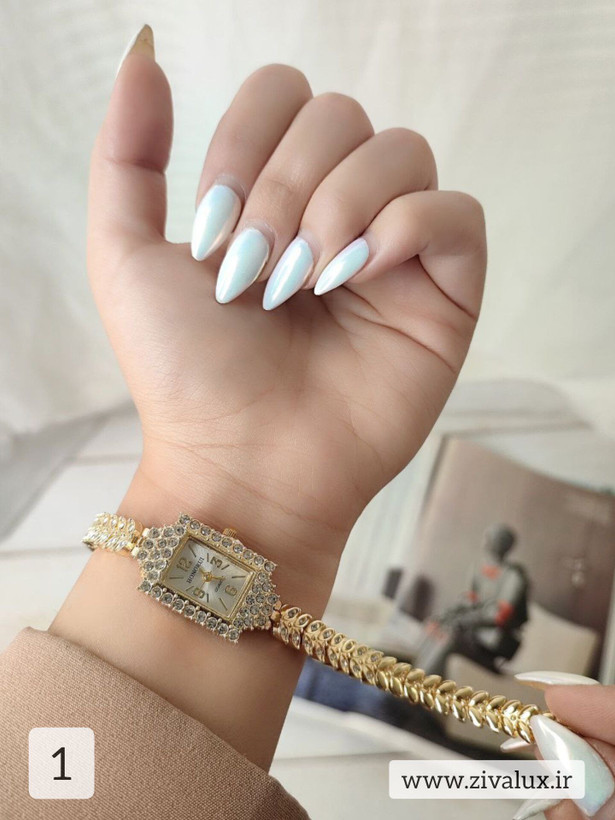 ساعت مچی نگین دار زنانه مارک HONGRUI بند فلزی