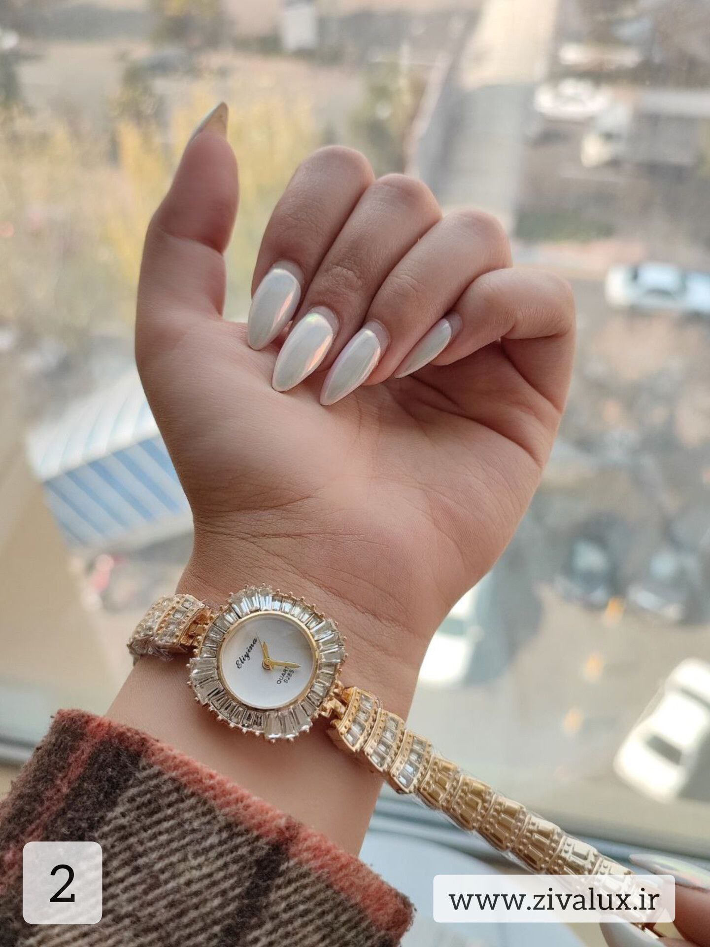 ساعت مچی ‏زنانه مارک الینا eliyina بند نگین دار