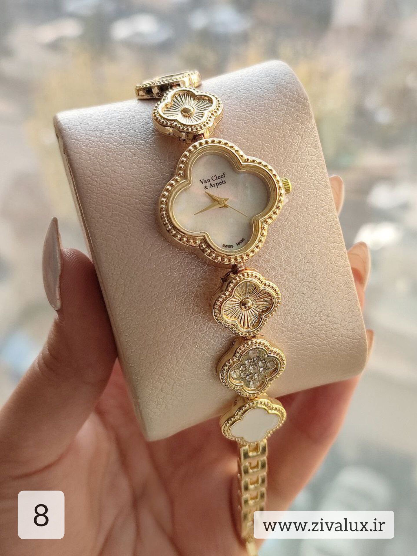 ساعت مچی زنانه طرح ونکلیف van cleef بند فلزی