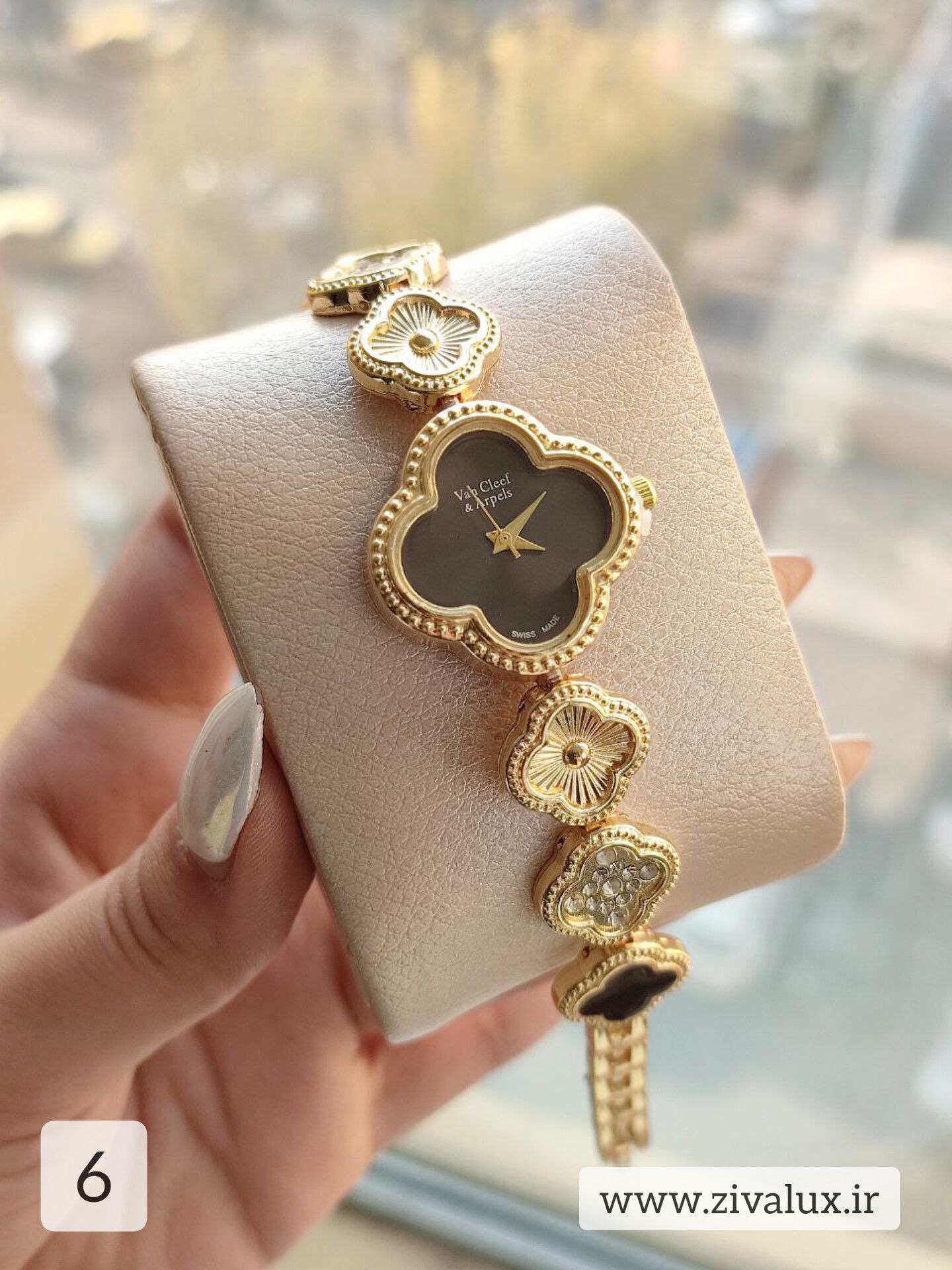ساعت مچی زنانه طرح ونکلیف van cleef بند فلزی